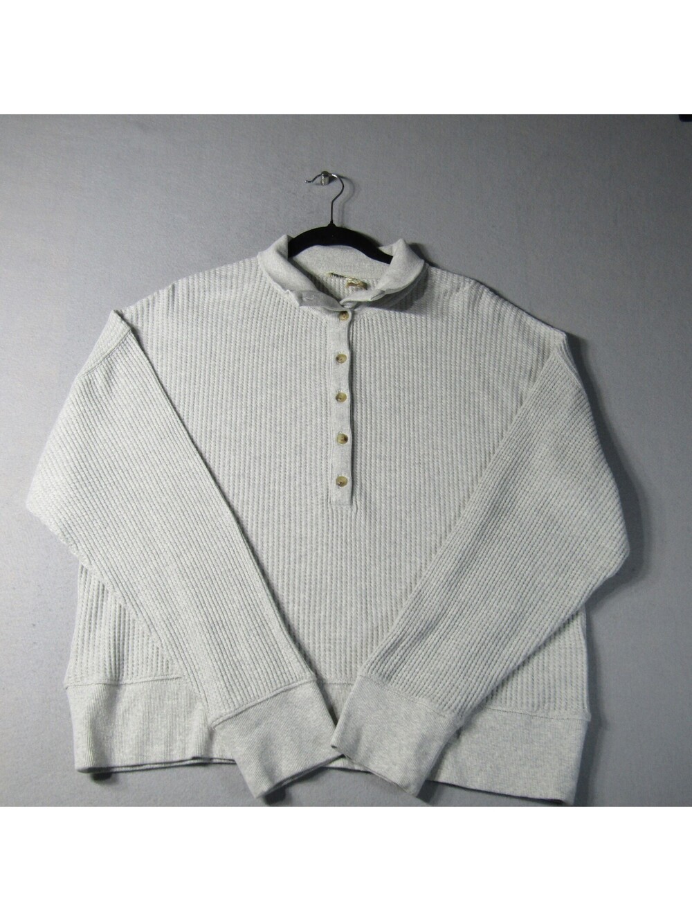 NWT Faherty Apres Waffle Henley Pullover Sweater Men's XL LGH-Light Grey Heather